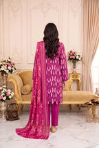 Zsh Stitched 3pc Printed Lawn Suit (Pink)