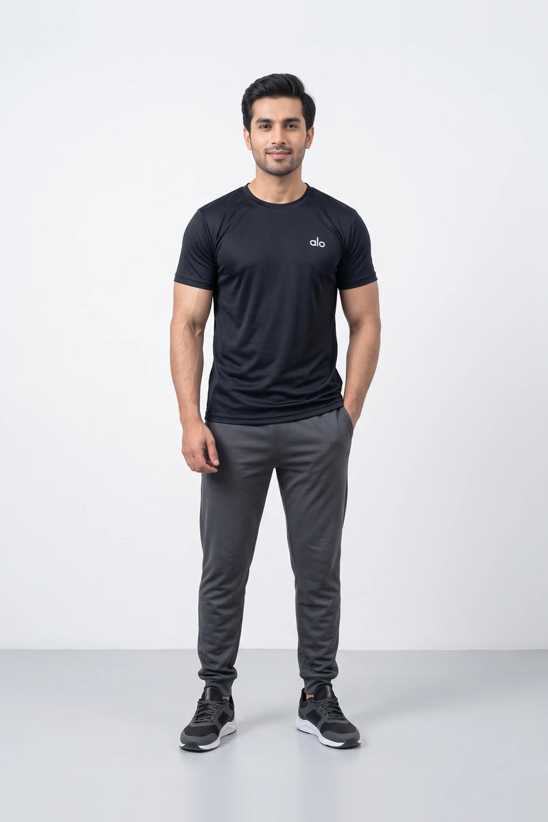 Fashion - Alo Men’s Dry Fit Crew Neck T-Shirt (Black)