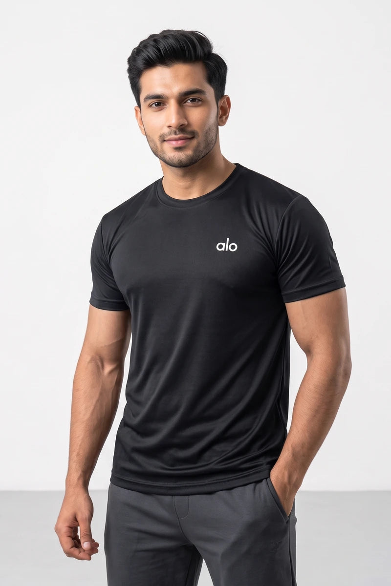 Fashion - Alo Men’s Dry Fit Crew Neck T-Shirt (Black)