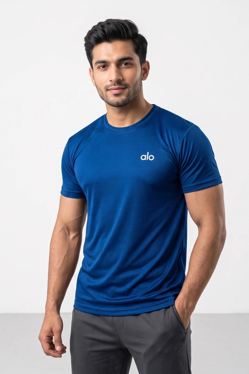 Fashion - Alo Men’s Dry Fit Crew Neck T-Shirt (Blue)