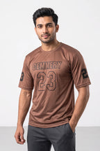 Fashion - Cemmery 23 Men’s Dry Fit Varsity T-Shirt (Brown)