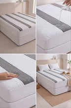 KBC Terry Water Proof Fitted Mattress Cover (White & grey)