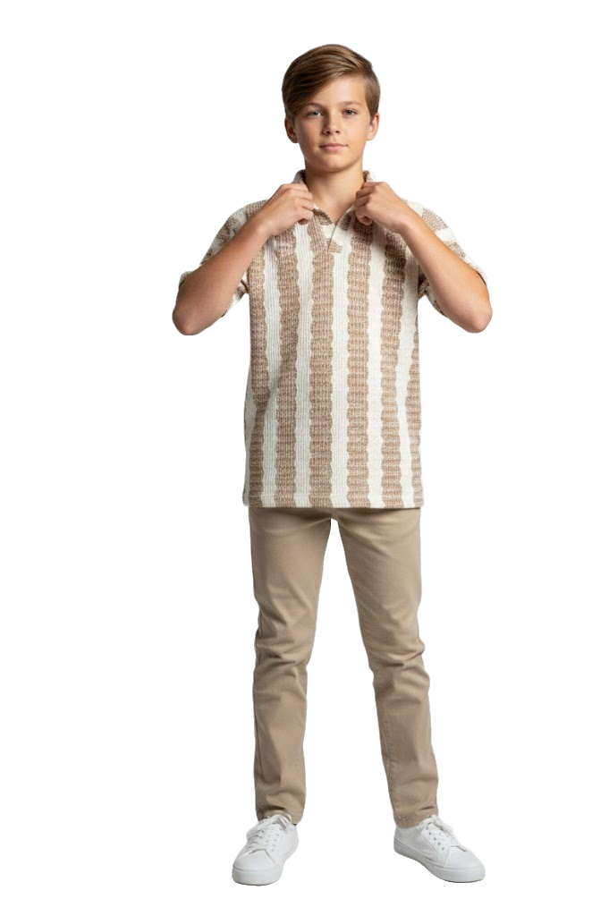 Boy’s Textured Knit Polo Shirt