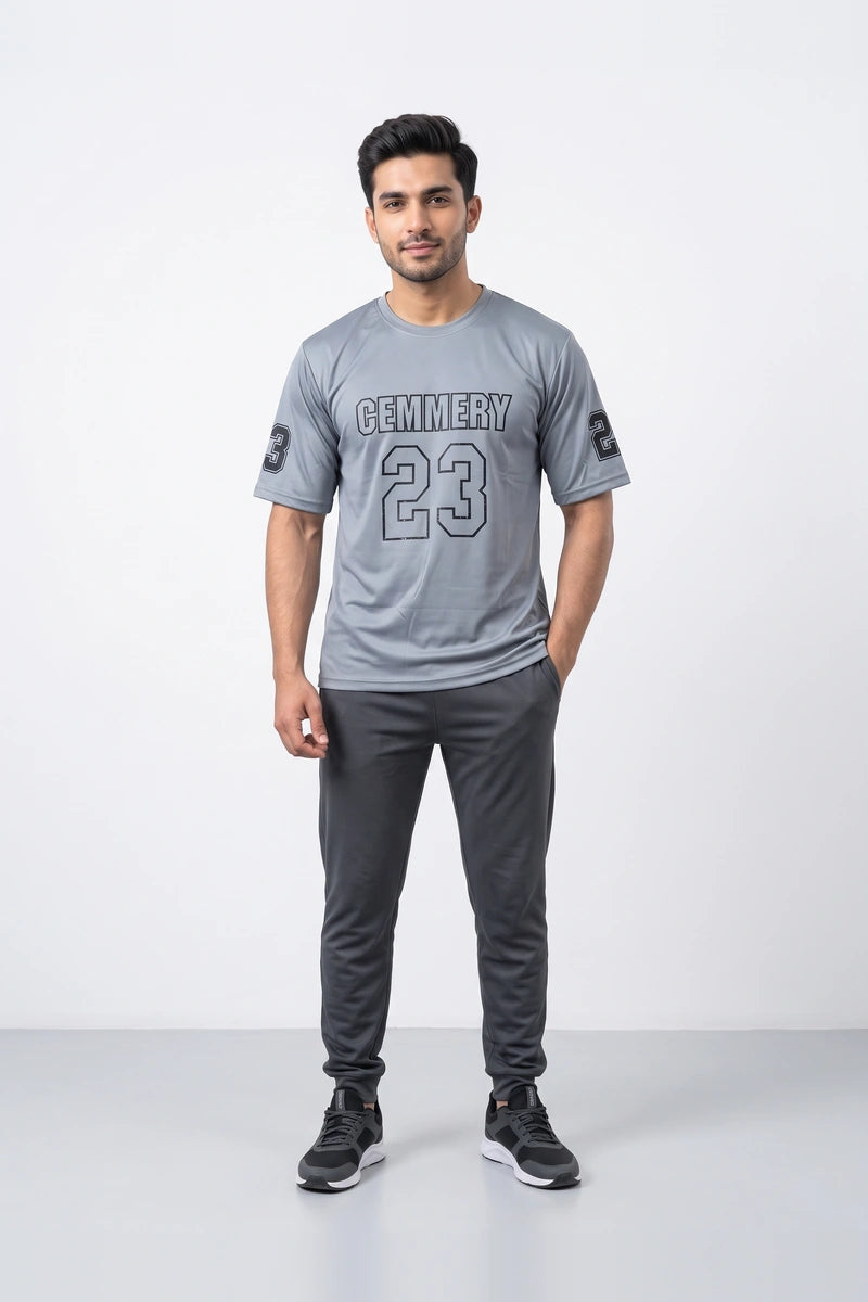 Fashion - Cemmery 23 Men’s Dry Fit Varsity T-Shirt (Grey)
