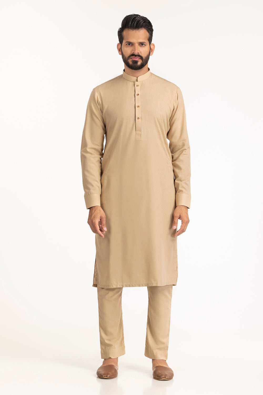 Gul Ahmed Men’s Unstitched Wash & Wear Unstitched Suit (Beige)