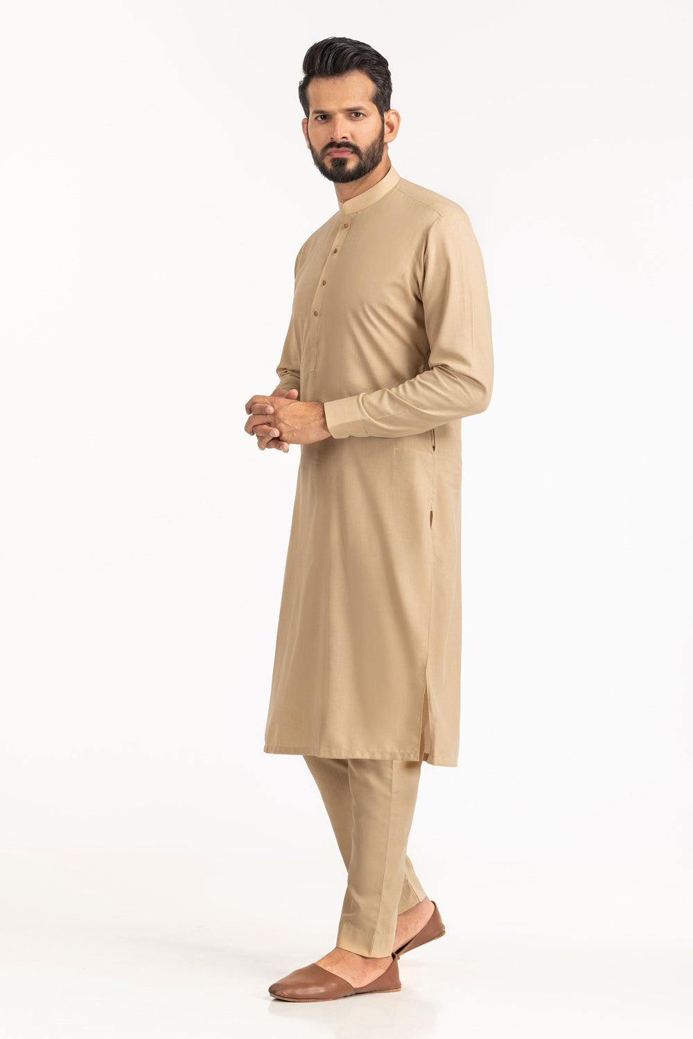Gul Ahmed Men’s Unstitched Wash & Wear Unstitched Suit (Beige)