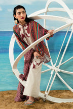 Mahay Sana Safinaz 3PC Unstitch Lawn. (white & mahroon)