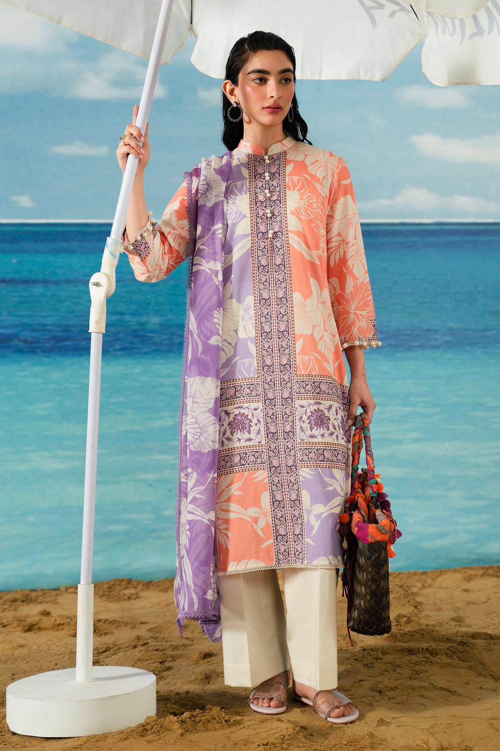 Mahya Sana Safinaz 3PC Unstitch Lawn. (mix colors)