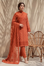 Grace by Breeza Fashion - 3PC Unstitched Embroidered Lawn Suit (Orange)