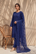 Grace by Breeza Fashion - 3PC Unstitched Embroidered Lawn Suit (Navy Blue)