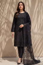 Grace by Breeza Fashion - 3PC Unstitched Embroidered Lawn Suit (Black)