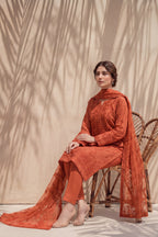 Grace by Breeza Fashion - 3PC Unstitched Embroidered Lawn Suit (Orange)