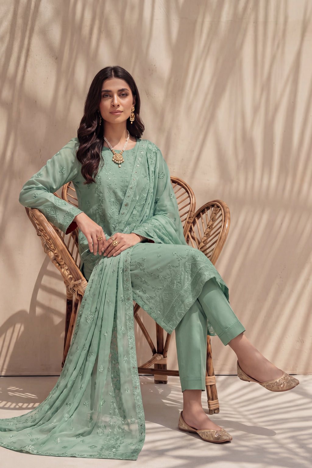 Grace by Breeza Fashion - 3PC Unstitched Embroidered Lawn Suit (Light Green)
