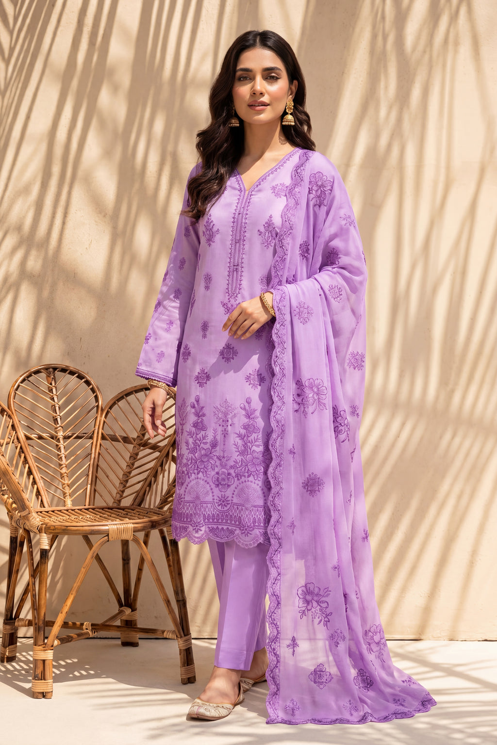 Halima by Breeza Fashion - 3PC Unstitched Embroidered Lawn Suit (Purple)