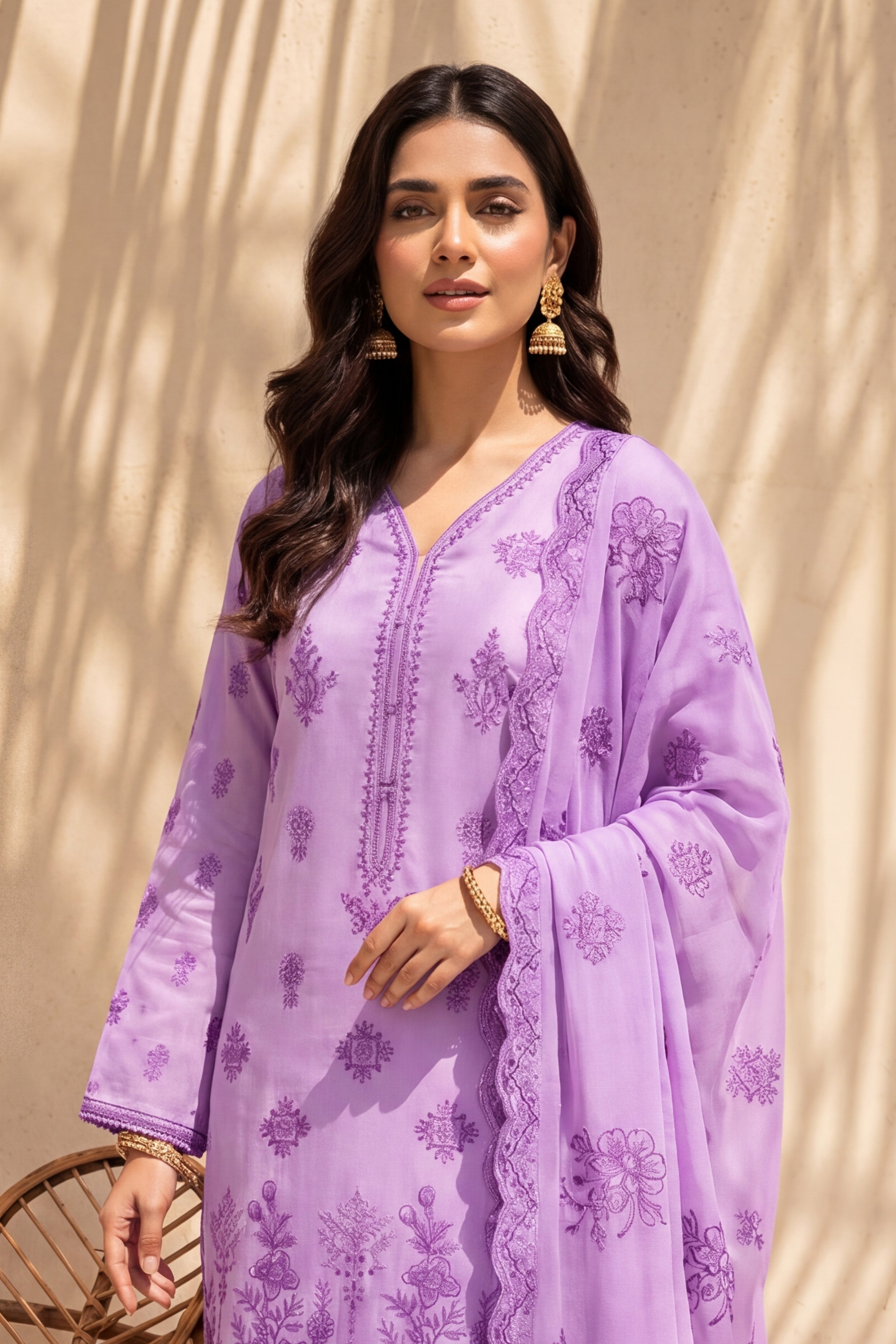 Halima by Breeza Fashion - 3PC Unstitched Embroidered Lawn Suit (Purple)