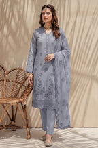 Halima by Breeza Fashion - 3PC Unstitched Embroidered Lawn Suit (Gray)