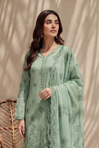 Halima by Breeza Fashion - 3PC Unstitched Embroidered Lawn Suit (Pista)