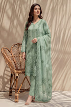 Halima by Breeza Fashion - 3PC Unstitched Embroidered Lawn Suit (Pista)