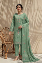Kiran by Breeza Fashion - 3PC Unstitched Embroidered Lawn Suit (Pista)
