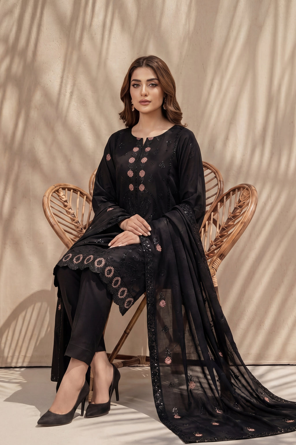 Kiran by Breeza Fashion - 3PC Unstitched Embroidered Lawn Suit (Black)