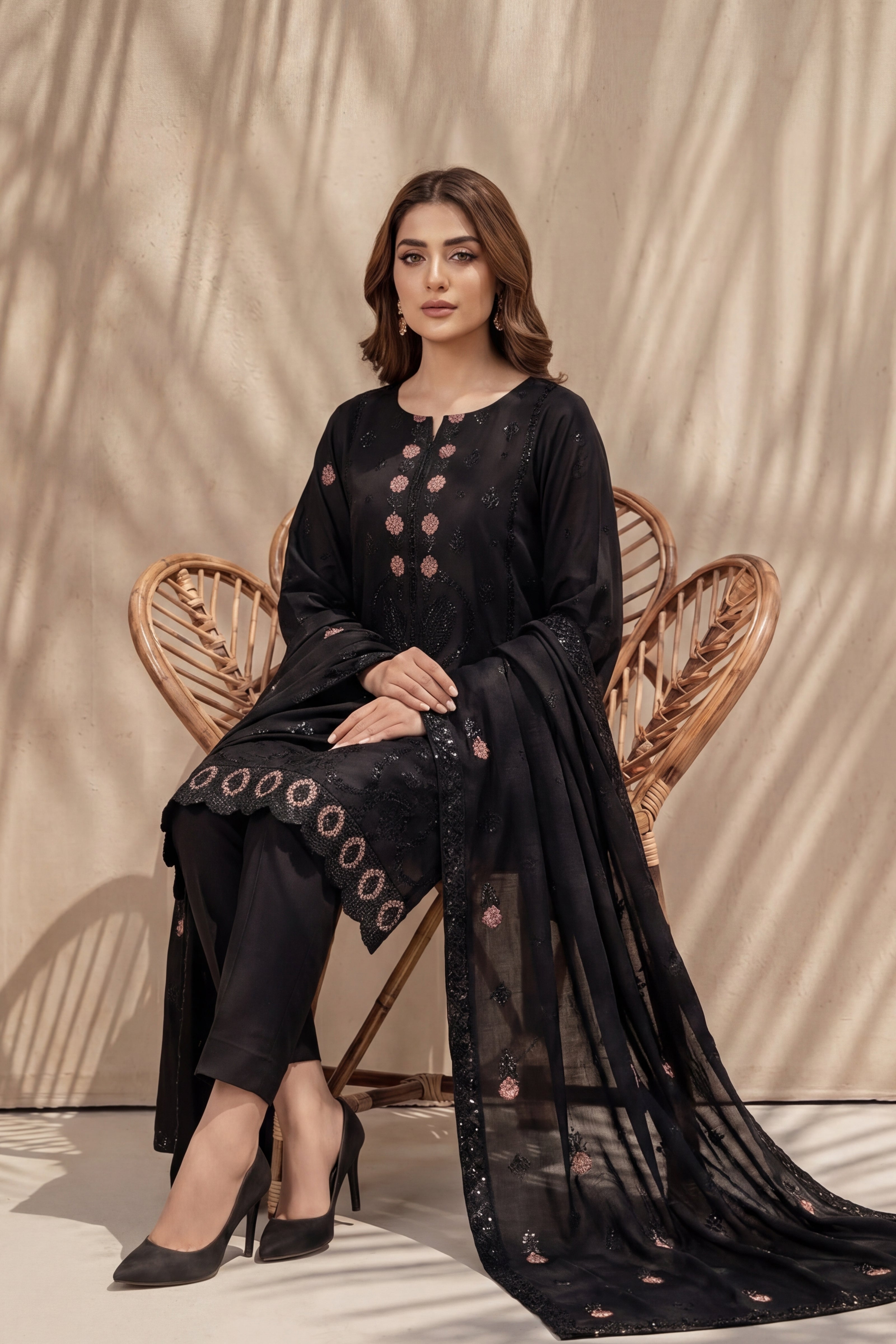 Kiran by Breeza Fashion - 3PC Unstitched Embroidered Lawn Suit (Black)