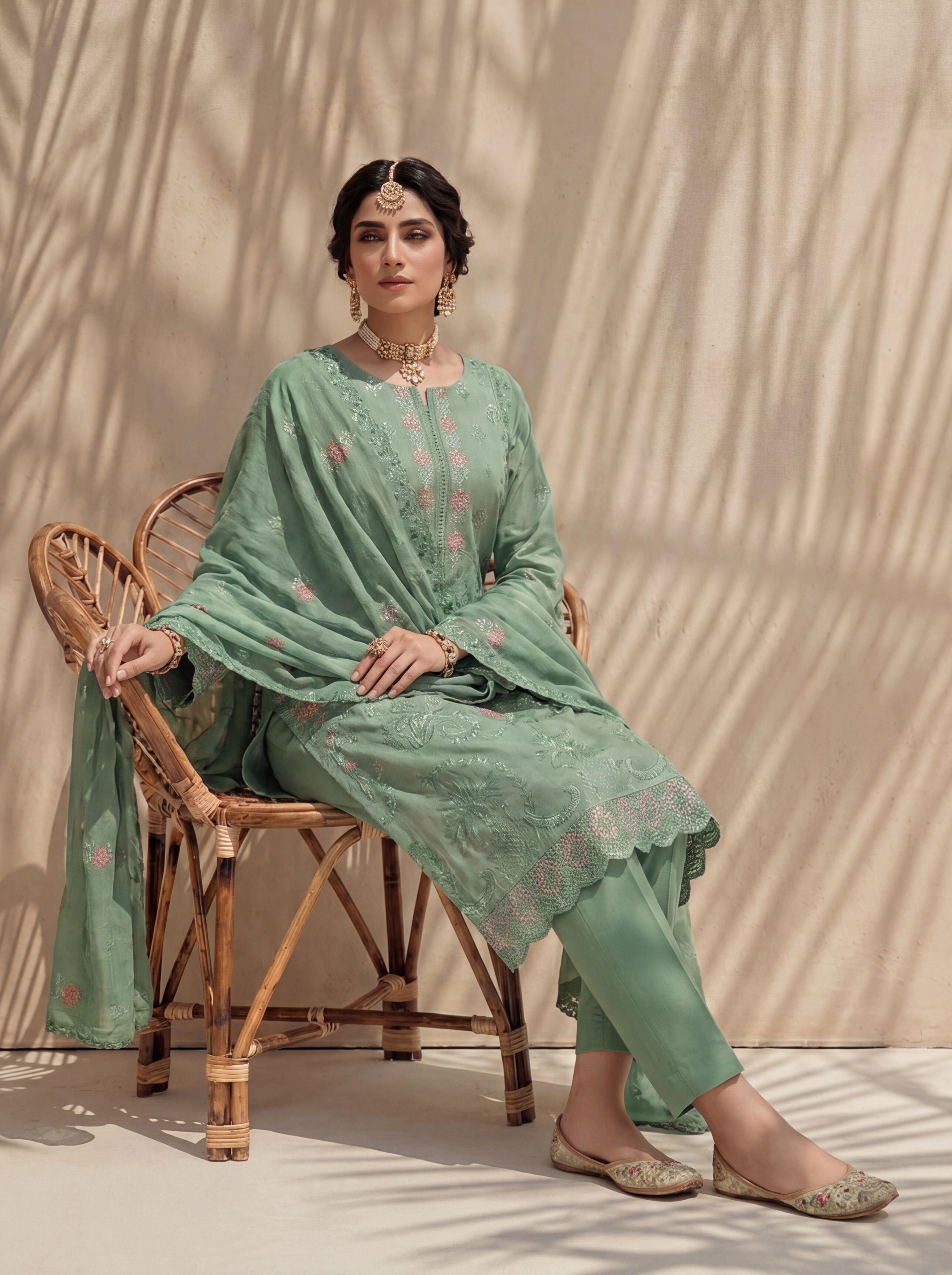 Kiran by Breeza Fashion - 3PC Unstitched Embroidered Lawn Suit (Pista)