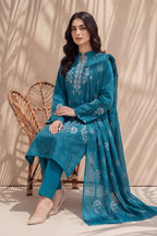 Mahanoor by Breeza Fashion - 3PC Unstitched Embroidered Lawn Suit (Teal Blue)