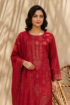 Maliha by Breeza Fashion - 3PC Unstitched Embroidered Lawn Suit (Red)
