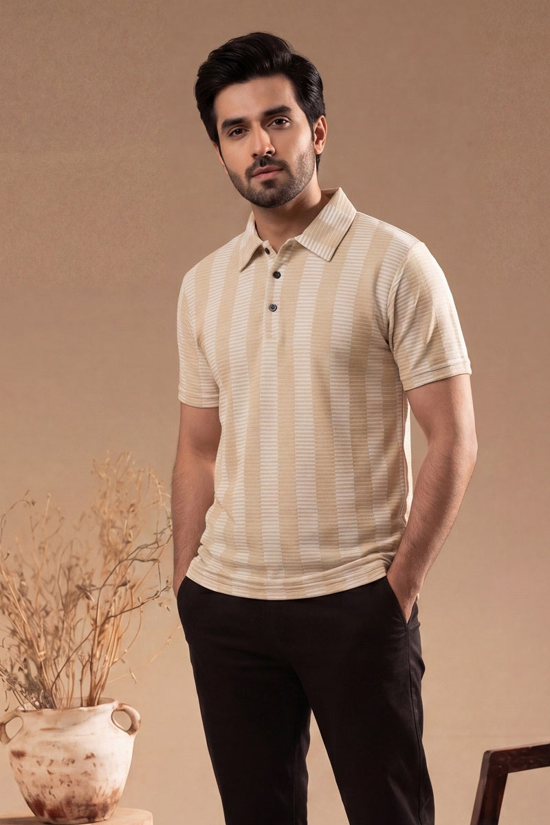 Men’s Premium Polo T-Shirt (Beige)