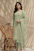Maliha by Breeza Fashion - 3PC Unstitched Embroidered Lawn Suit (Pista)