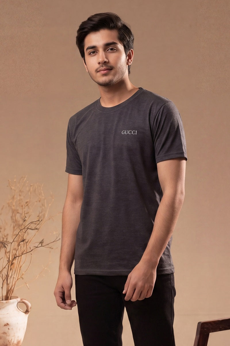 Imported Gucci Round Neck T-Shirt (Dark Brown)