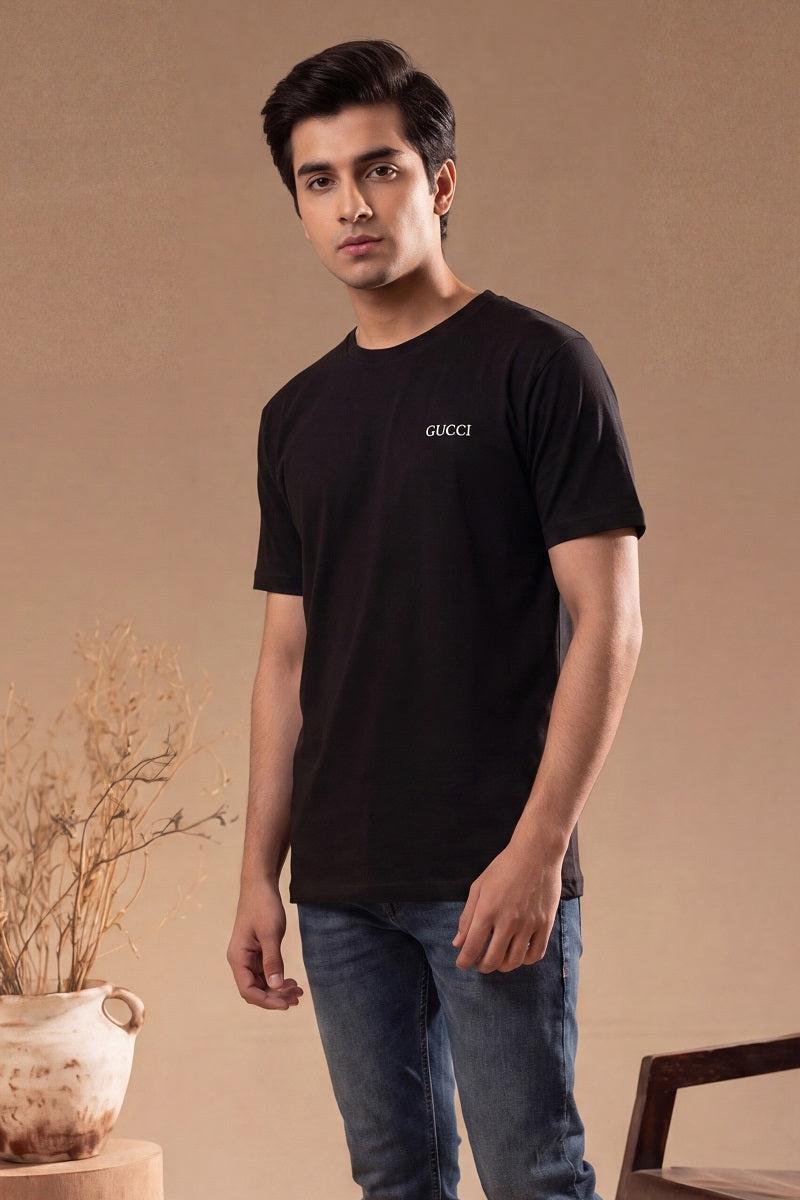 Imported Gucci Round Neck T-Shirt (Black)