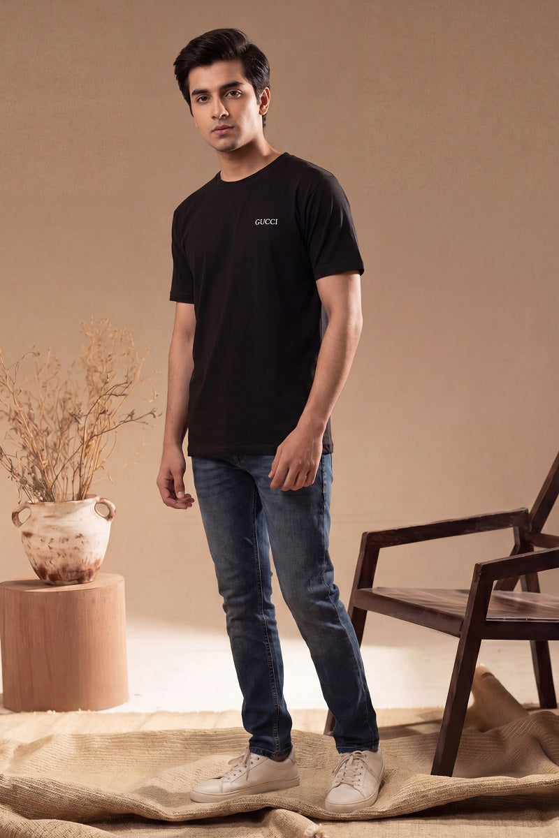 Imported Gucci Round Neck T-Shirt (Black)