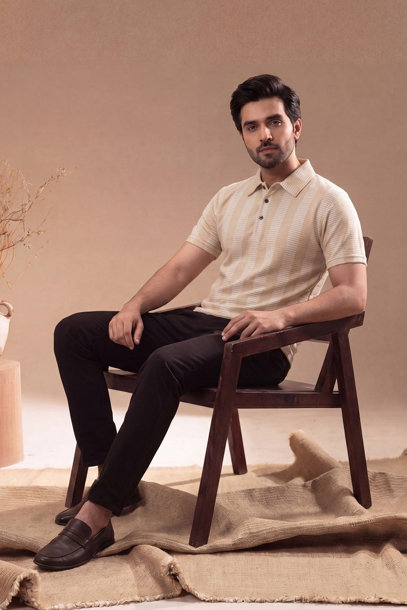 Men’s Premium Polo T-Shirt (Beige)
