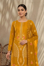 Mughal-E-Azam by Breeza Fashion - 3PC Unstitched Embroidered Lawn Suit (Yellow)
