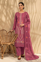 Mughal-E-Azam by Breeza Fashion - 3PC Unstitched Embroidered Lawn Suit (Pink)