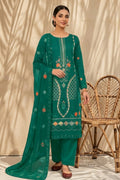 Mughal-E-Azam by Breeza Fashion - 3PC Unstitched Embroidered Lawn Suit (Dark Green)