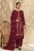 Mughal-E-Azam by Breeza Fashion - 3PC Unstitched Embroidered Lawn Suit (Maroon)