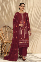 Mughal-E-Azam by Breeza Fashion - 3PC Unstitched Embroidered Lawn Suit (Maroon)