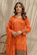 Mushk by Breeza Fashion - 3PC Unstitched Embroidered Lawn Suit (Orange)