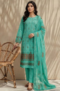 Mushk by Breeza Fashion - 3PC Unstitched Embroidered Lawn Suit (Teal Green)