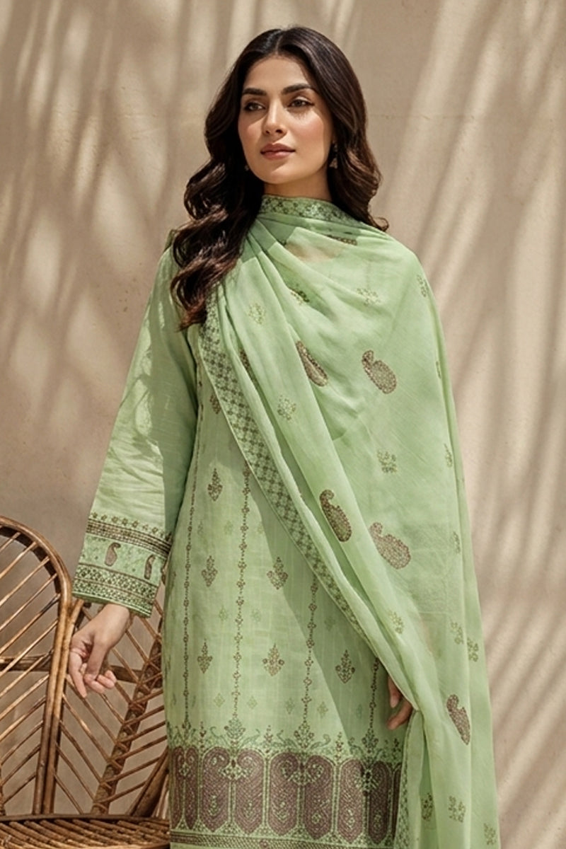 Mushk by Breeza Fashion - 3PC Unstitched Embroidered Lawn Suit (Pista)