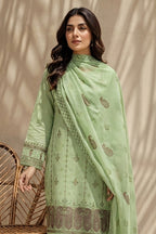 Mushk by Breeza Fashion - 3PC Unstitched Embroidered Lawn Suit (Pista)