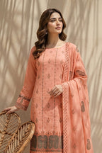 Mushk by Breeza Fashion - 3PC Unstitched Embroidered Lawn Suit (Peach)