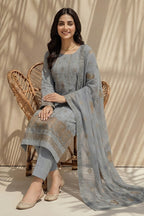 Mushk by Breeza Fashion - 3PC Unstitched Embroidered Lawn Suit (Gray)
