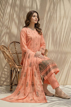 Mushk by Breeza Fashion - 3PC Unstitched Embroidered Lawn Suit (Peach)