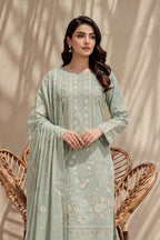 Parishey by Breeza Fashion - 3PC Unstitched Embroidered Lawn Suit (Pista)