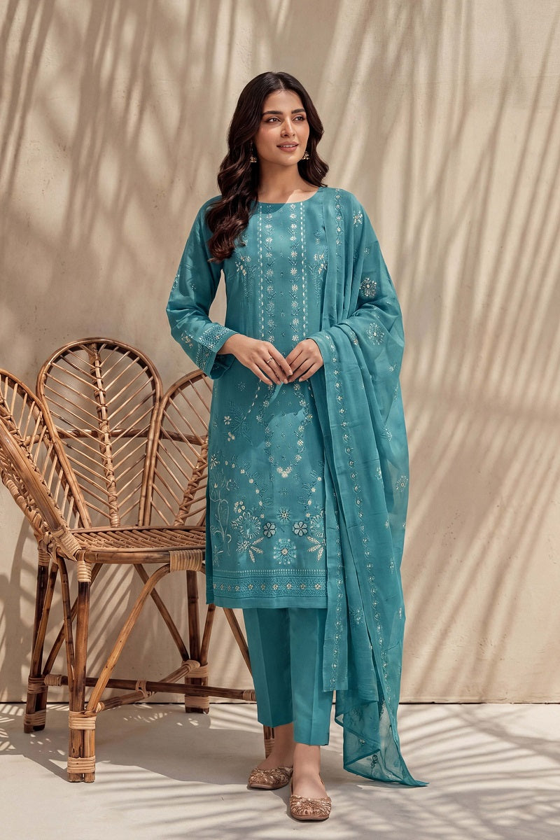 Parishey by Breeza Fashion - 3PC Unstitched Embroidered Lawn Suit (Sky Blue)