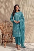 Parishey by Breeza Fashion - 3PC Unstitched Embroidered Lawn Suit (Sky Blue)