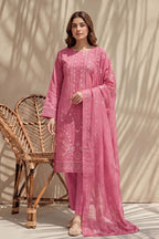 Parishey by Breeza Fashion - 3PC Unstitched Embroidered Lawn Suit (Pink)